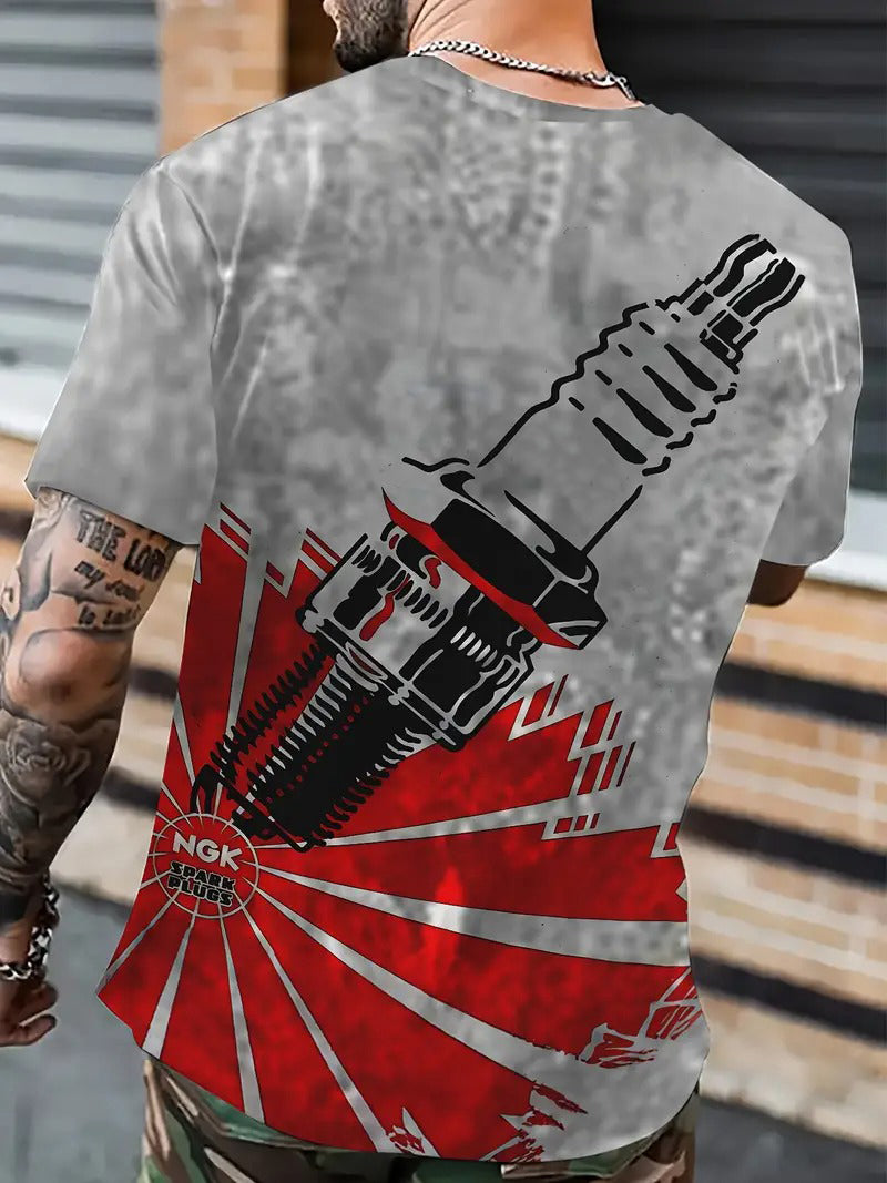Spark Plugs Graphic 3d Print Mechanic T-shirts, Birthday Gift For Mechanic, Summer Trendy T-shirt, Top Mechanic Shirt