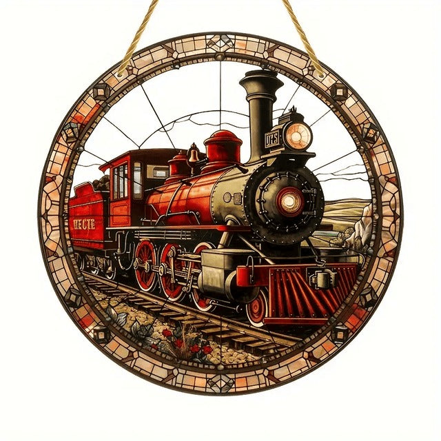 Vintage Train Suncatcher Steam Train & Railway Stained Glass And Acrylic Sun Catcher