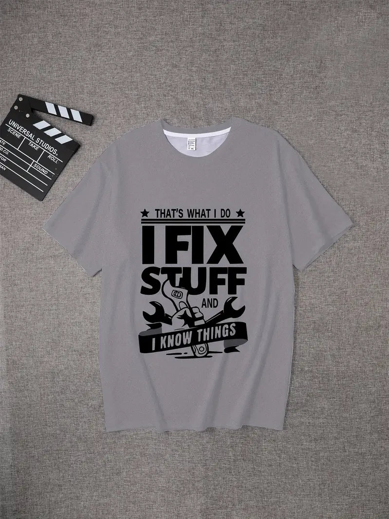 Vintage I Fix Stuff Wrench Applique T-Shirt Mechanic Funny Shirt