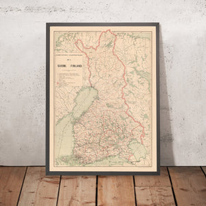 Old Map of Finland, 1897: Helsinki, Tampere, Gulf of Bothnia, Railways, Borders