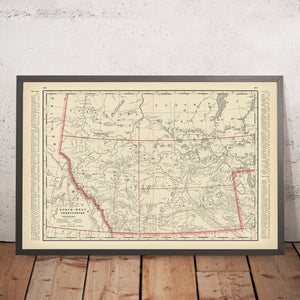 Old Map of Canada’s North-West Territory by Cram, 1891: Edmonton, Calgary, Railroads