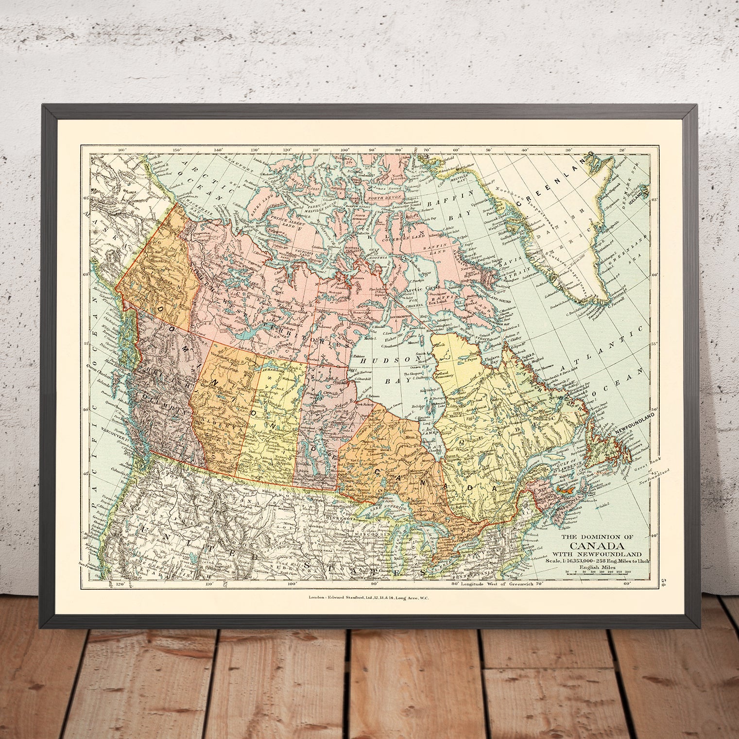Old Map of Canada by Stanford, 1926: Toronto, Hudson Bay, Railways