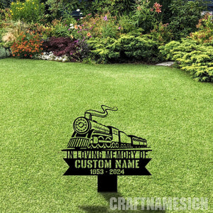 Railspirit Custom Train Memorial Stake Cemetery Stake Train Memorial Decor In Memorial Of Gifts Train Station Metal Stake Metal Yard Garden Decor