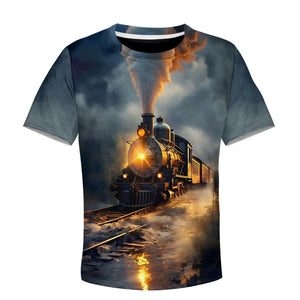 Railspirit Vibrant 3D Train Unisex Black T Shirt All Over Print