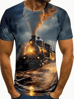 Railspirit Vibrant 3D Train Unisex Black T Shirt All Over Print