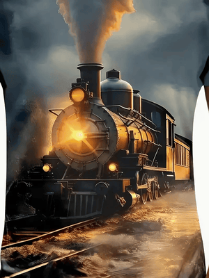 Railspirit Vibrant 3D Train Unisex Black T Shirt All Over Print