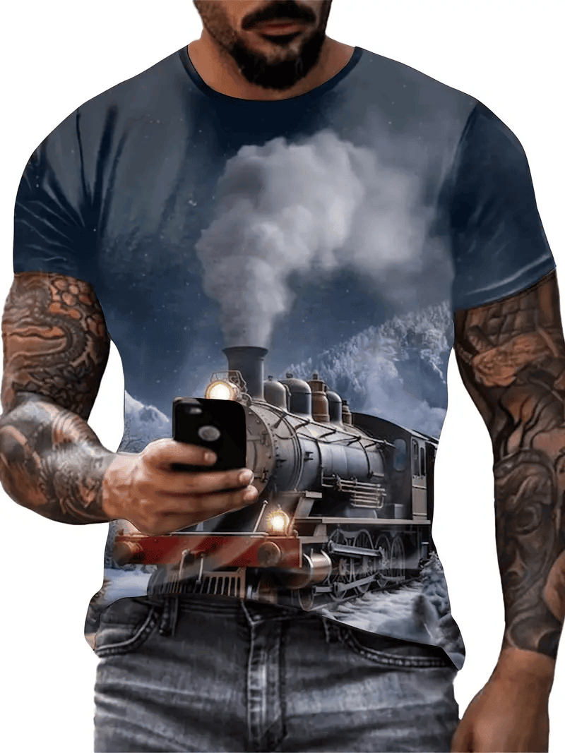 Railspirit Steam Train Unisex Black T Shirt All Over Print