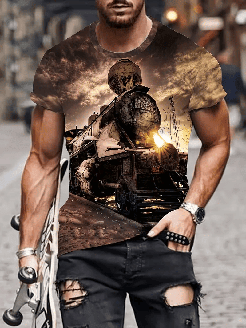 Railspirit Vintage Train Unisex 3D T Shirt Gift For Him Her