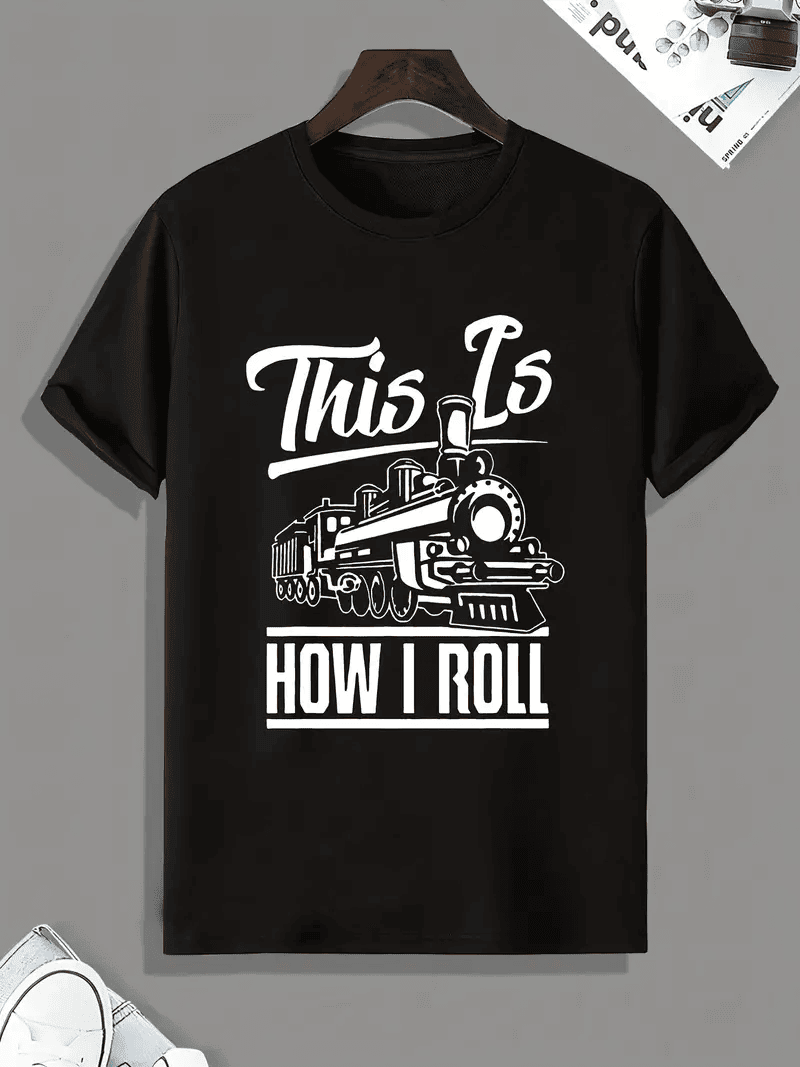 Railspirit This Is How I Roll Train Black Printed T Shirt