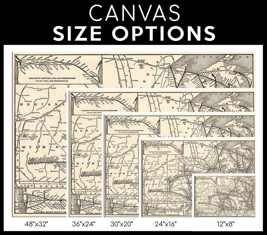 Chicago Single Canvas Rectangle Antique Chicago And Northwestern Railway Map Chicago St Paul Minneapolis Omaha Railway Map 04866 Wrapped Canvas 20x30