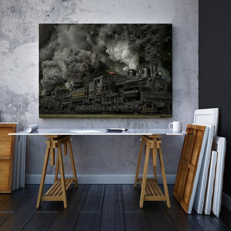 Locomotive Single Canvas Rectangle Old Locomotive Train On The Western Maryland Scenic Railroad 04159 Wrapped Canvas 16x24