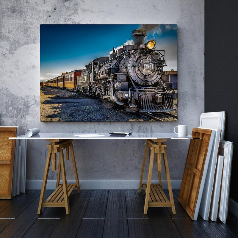 Locomotive Single Canvas Rectangle Steam Locomotive 04240 Wrapped Canvas 16x24
