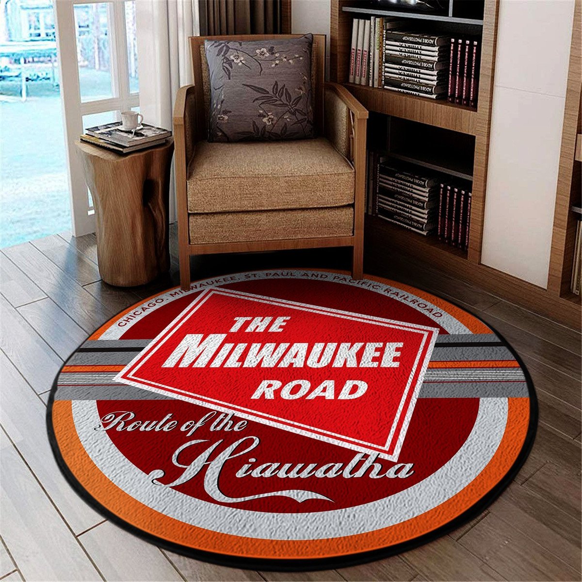 Milwaukeeroad Round Mat Milw Chicago Milwaukee St. Paul And Pacific Railroad Round Floor Mat Room Rugs Carpet Outdoor Rug Washable Rugs