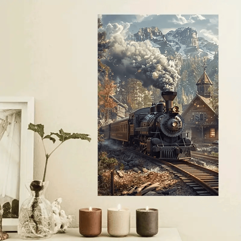 Railspirit Majestic Steam Train Canvas Wall Art Poster Modern Railroad Landscape Artwork Gift