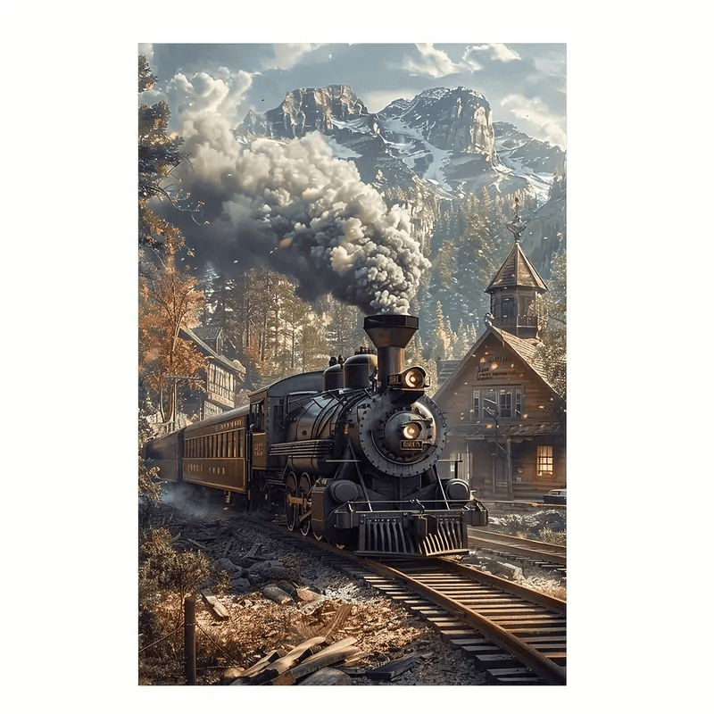 Railspirit Majestic Steam Train Canvas Wall Art Poster Modern Railroad Landscape Artwork Gift