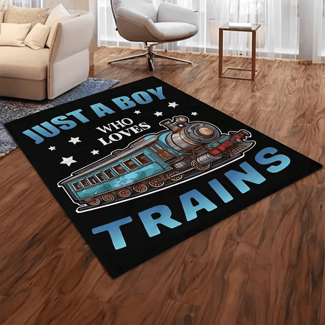 Railspirit Just A Boy Who Loves Trains Area Rug