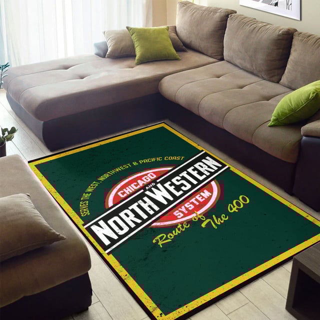 Railspirit Chicago North Western Railroad Curve Printed Green Area Rug