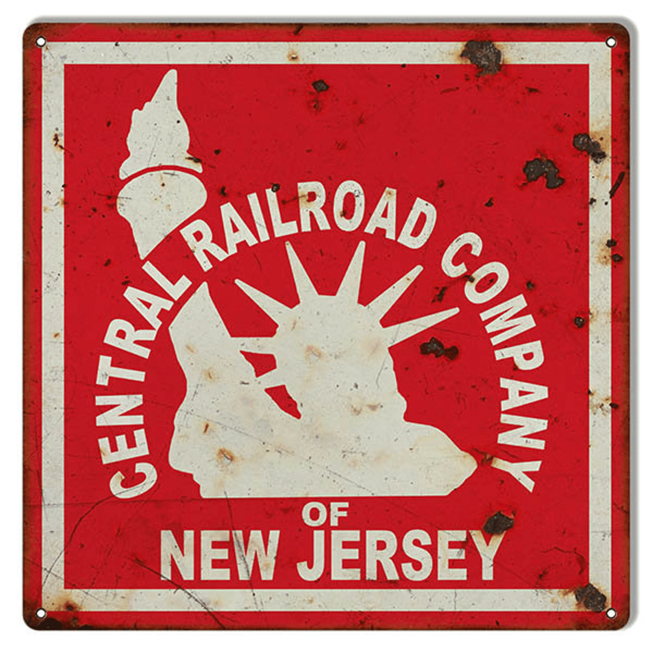Railspirit New CNJ Jersey Central Railroad Sign 12X12 Aged Or New Styles Metal Sign Vintage Style Retro Home Decor Garage Art