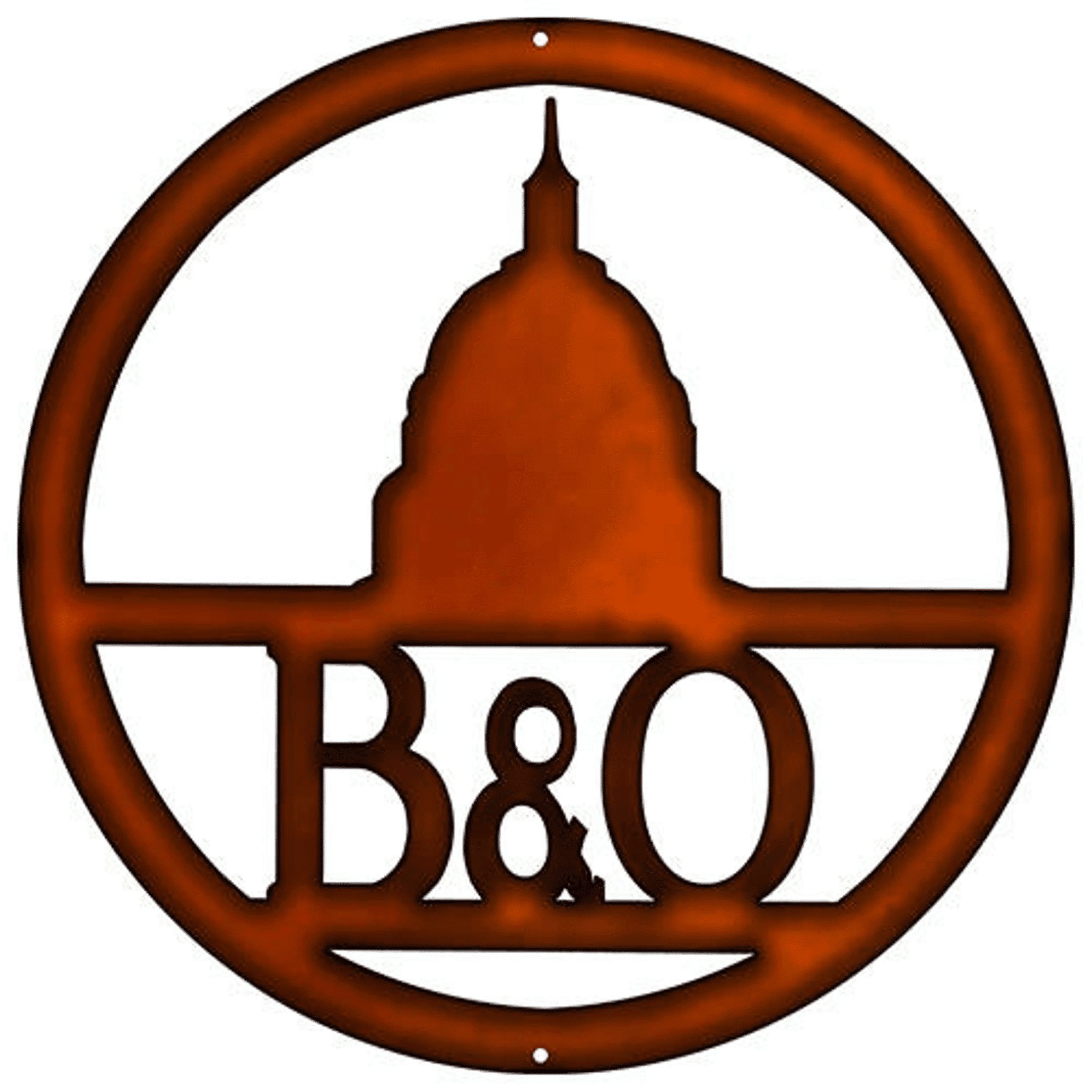 Railspirit B&O Railroad Laser Cut Faux Copper Or Black Silhouette Metal Script Art Sign Train Wall Decor Art