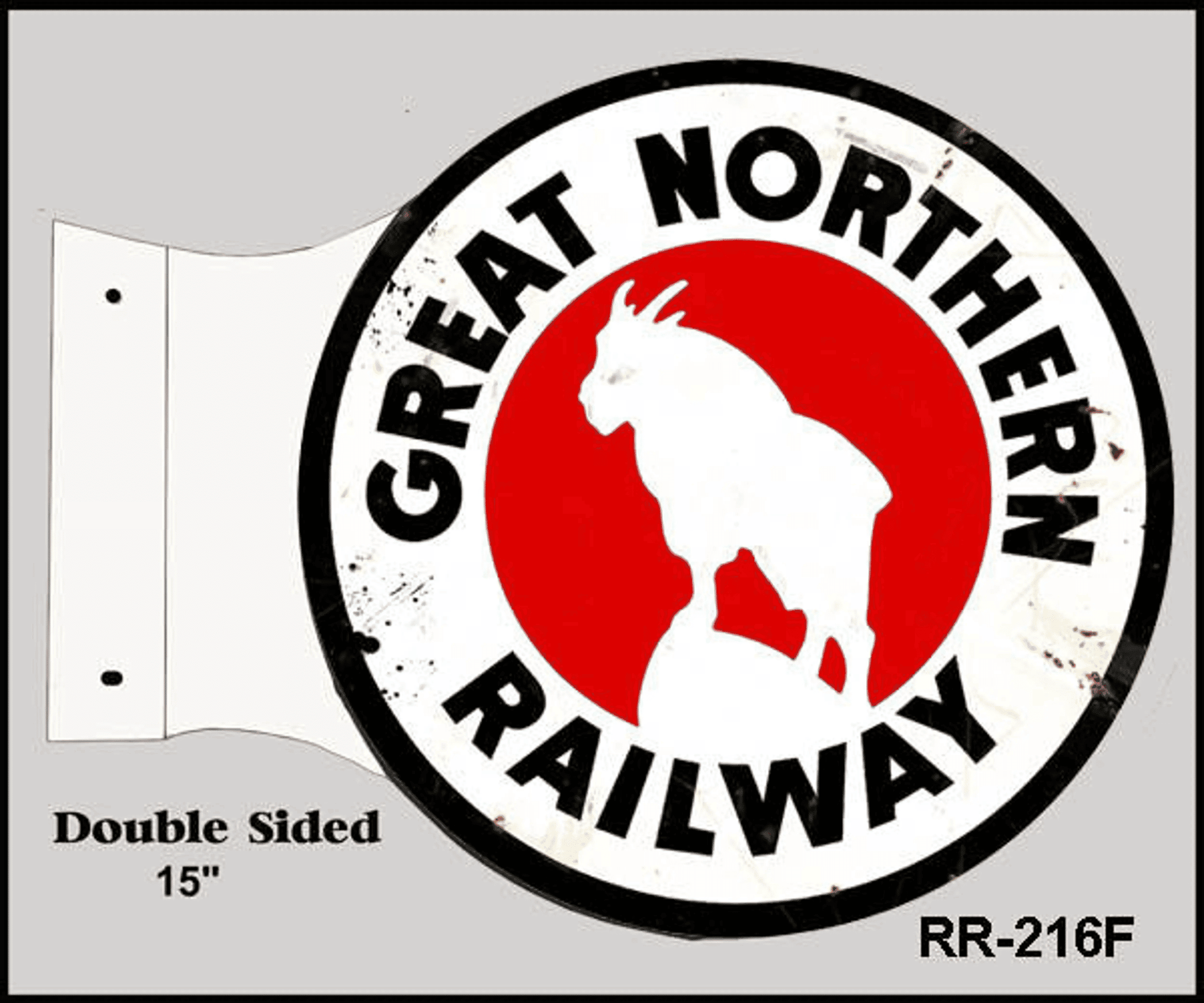 Railspirit Great Northern Railroad Flange Double Sided Garage Shop Sign Metal Vintage Style Retro Garage Art Rr 216F