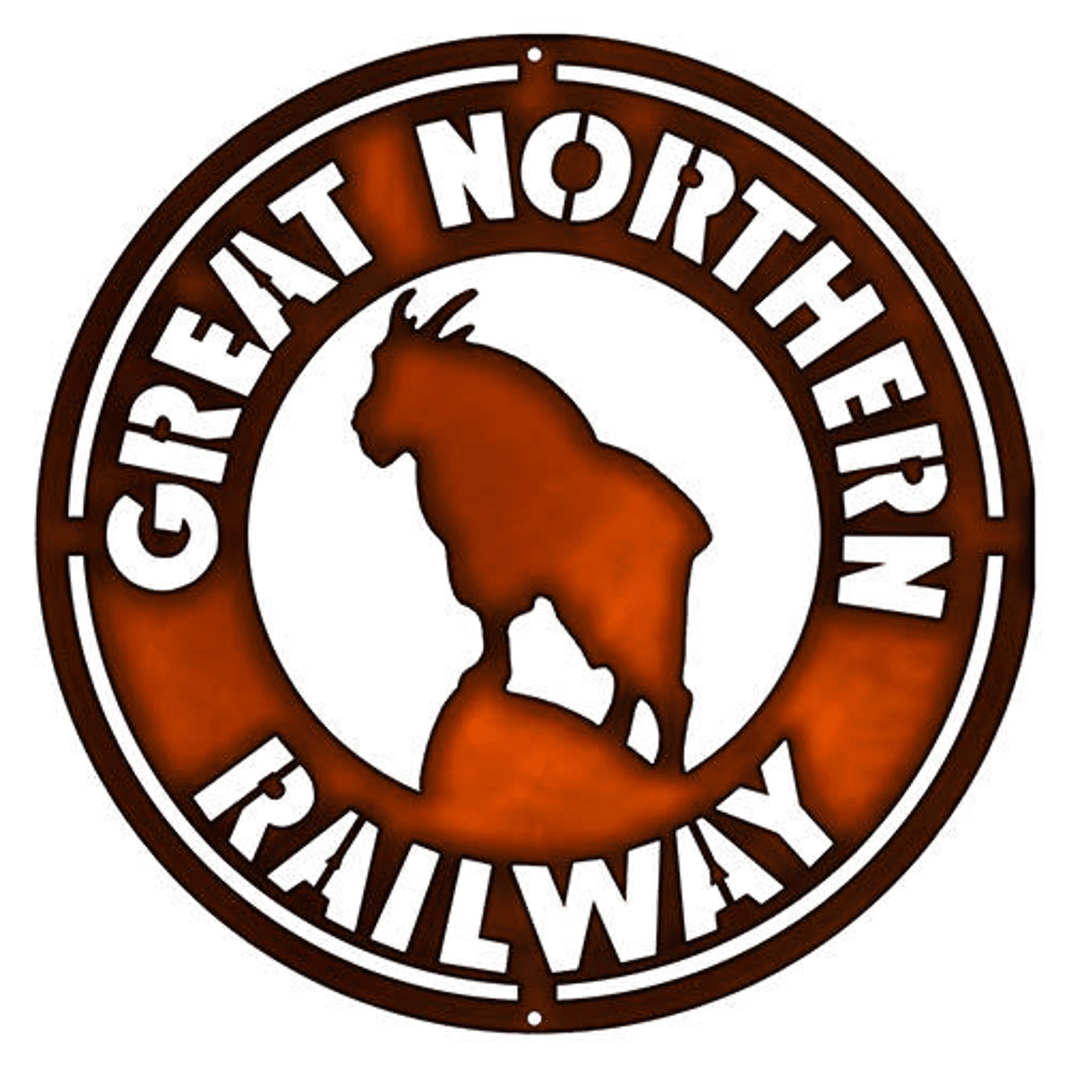 Railspirit Great Northern Railroad Laser Cut Faux Copper Silhouette Rustic Rusty Metal Script Art Sign Train Wall Decor Art