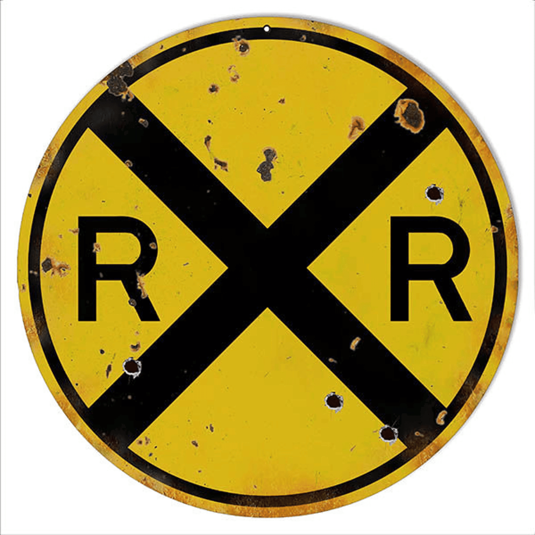 Railspirit Railroad Crossing Sign Aged Looking Metal Sign Vintage Style Retro Home Decor Garage Art