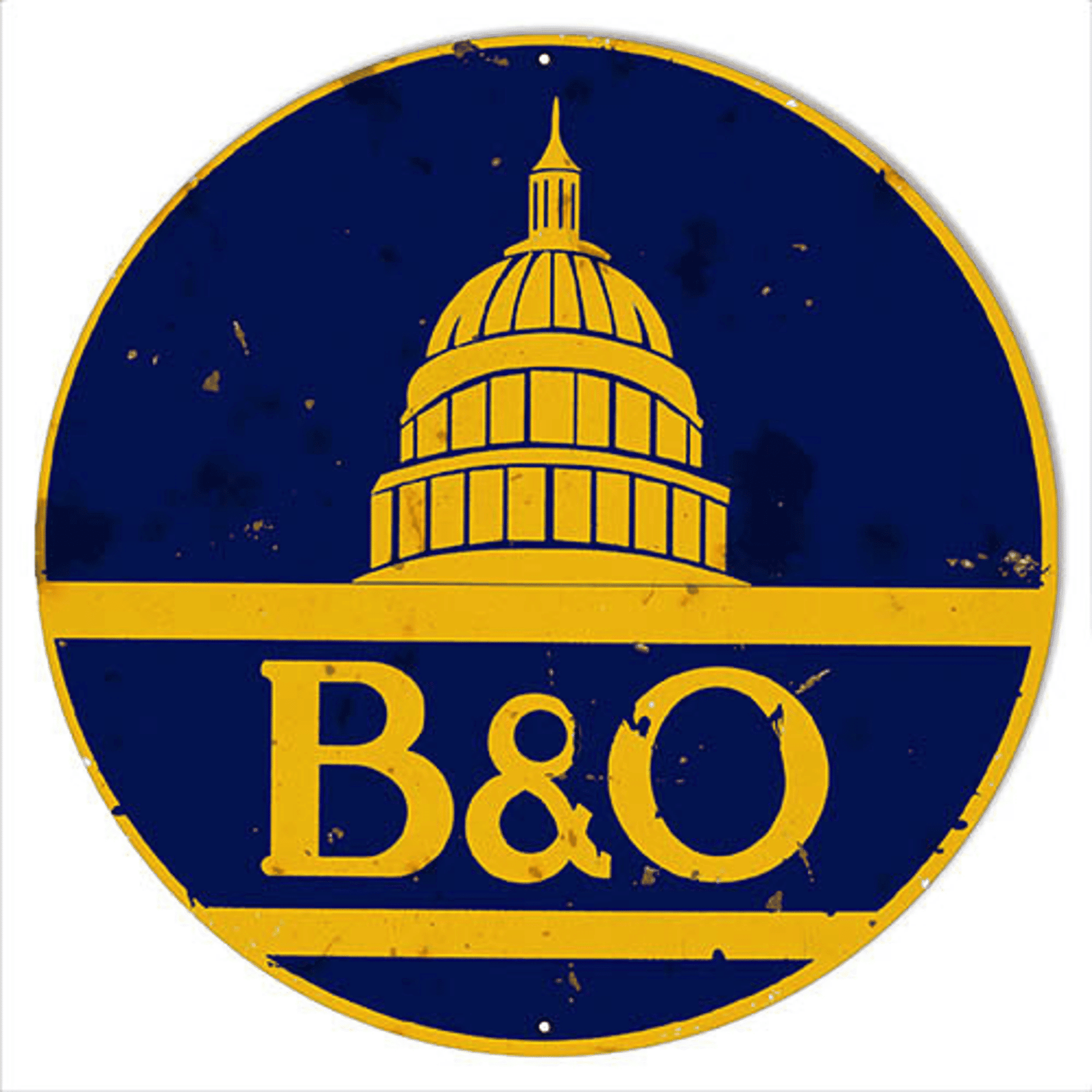 Railspirit B&O Herald Railroad Sign Aged Style Metal Sign Vintage Style Retro Garage Art Rvg