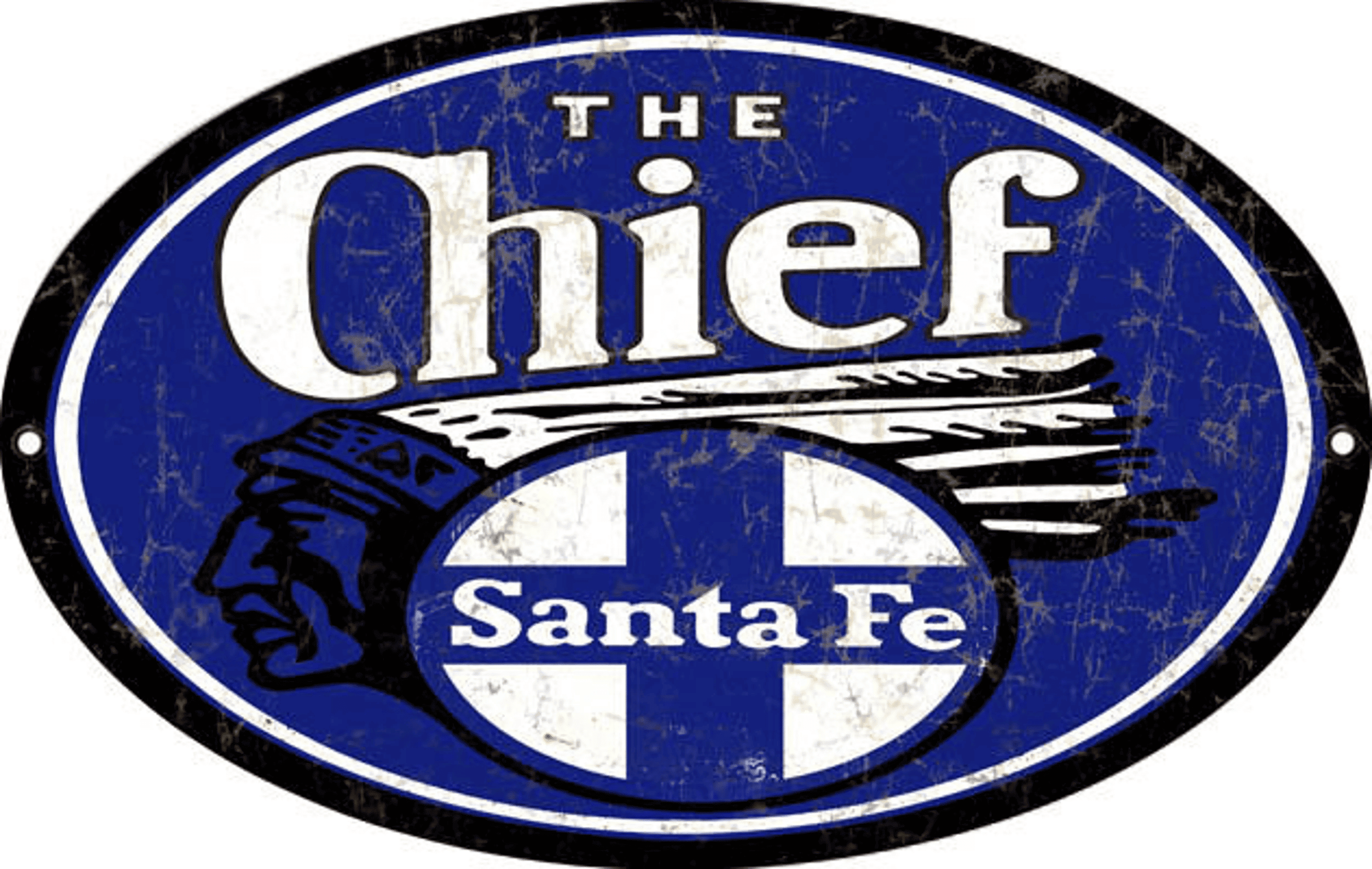 Railspirit The Chief Santa Fe Railroad Sign Aged Style Metal Sign Vintage Style Retro Garage Art