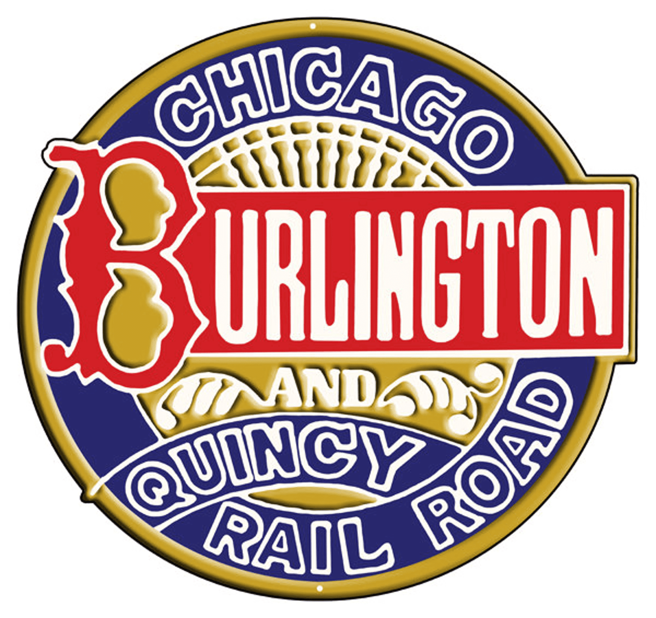 Railspirit Chicago Burlington And Quincy Railroad Train Metal Sign Vintage Style Advertising Home Decor Wall Art