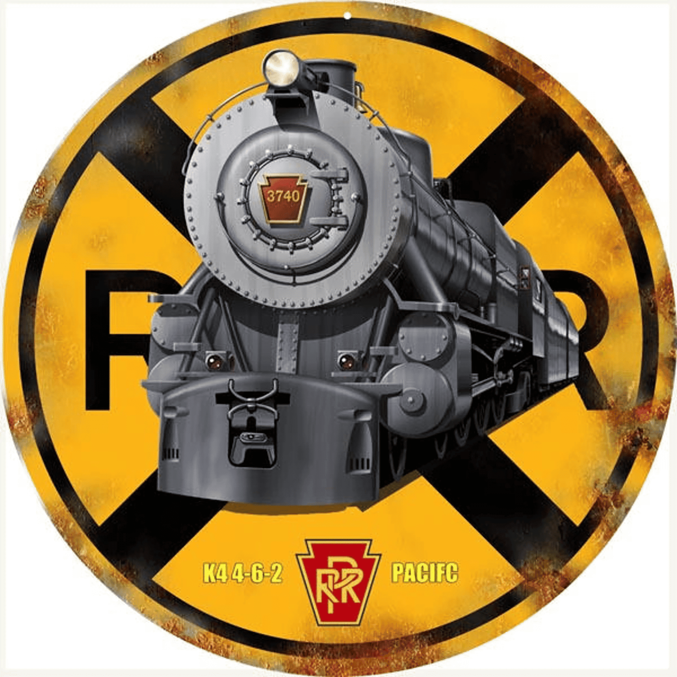 Railspirit Pennsylvania Railroad Iron Horse Railroad Crossing Sign Aged Style Metal Sign Vintage Style Retro Garage Art