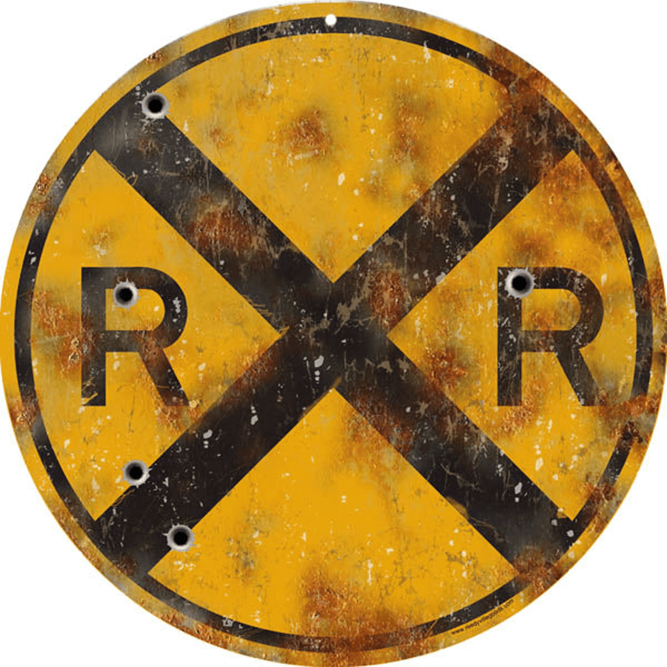 Railspirit Railroad Crossing Sign Aged Style Metal Sign Vintage Style Retro Garage Art