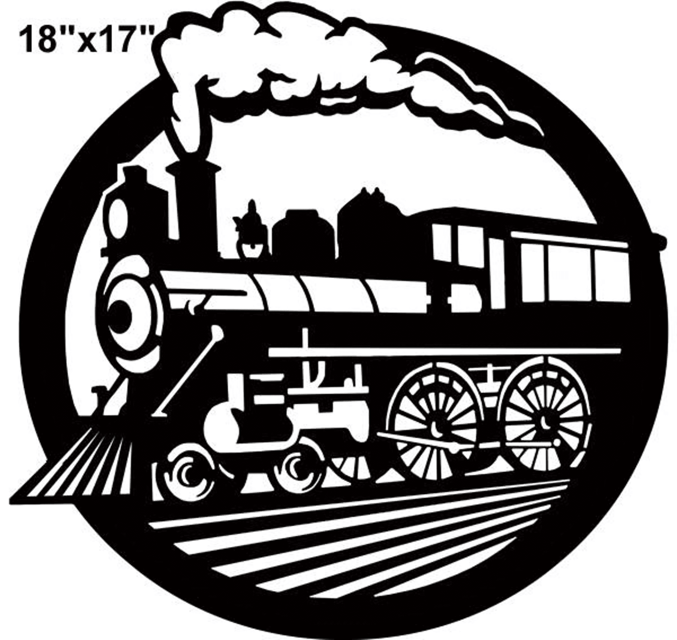 Railspirit Locomotive Train Laser Cut Silhouette Metal Script Art Sign - Railroad Wall Decor Art