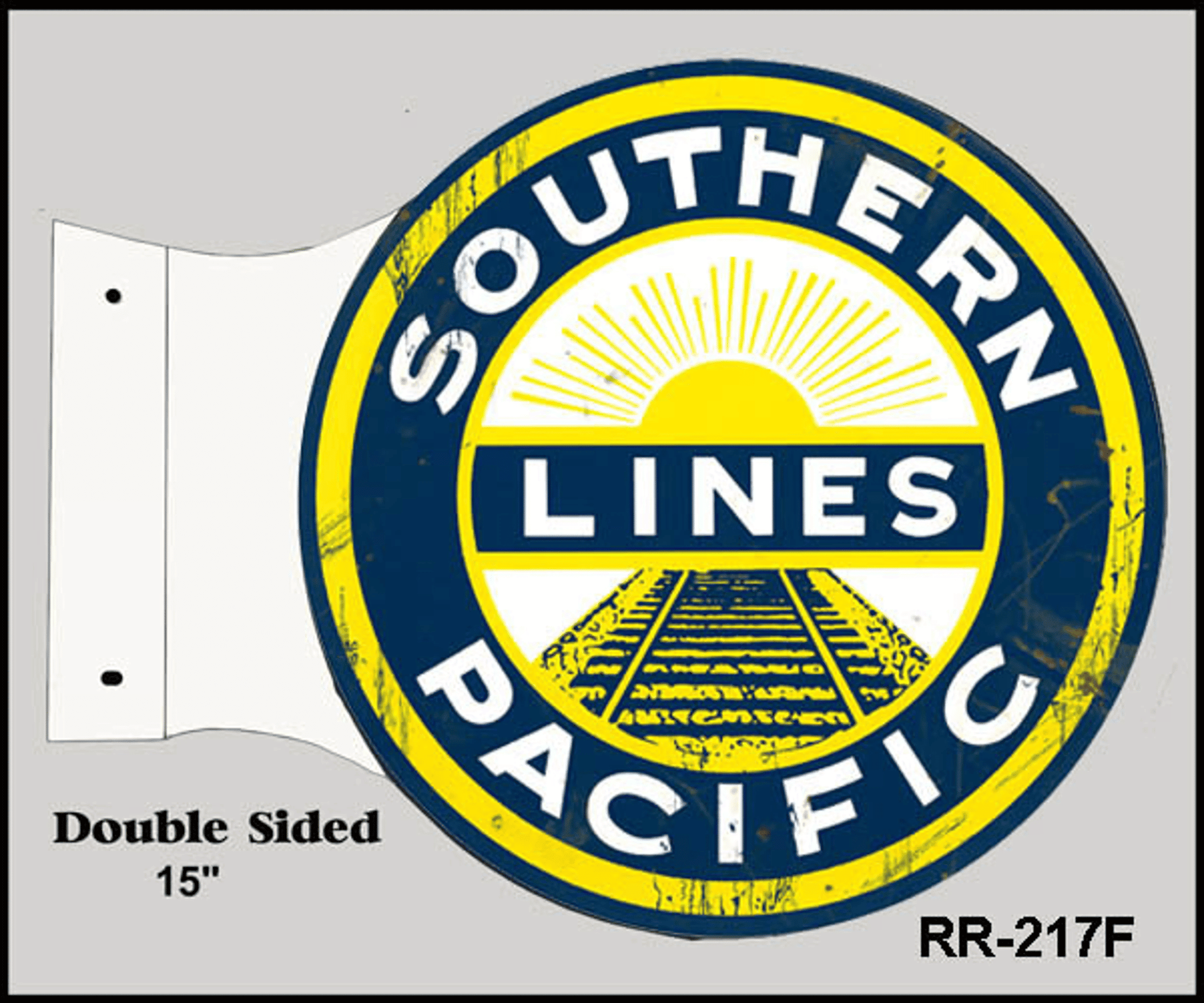 Railspirit Southern Pacific Railroad Flange Double Sided Garage Shop Sign Metal Vintage Style Retro Garage Art