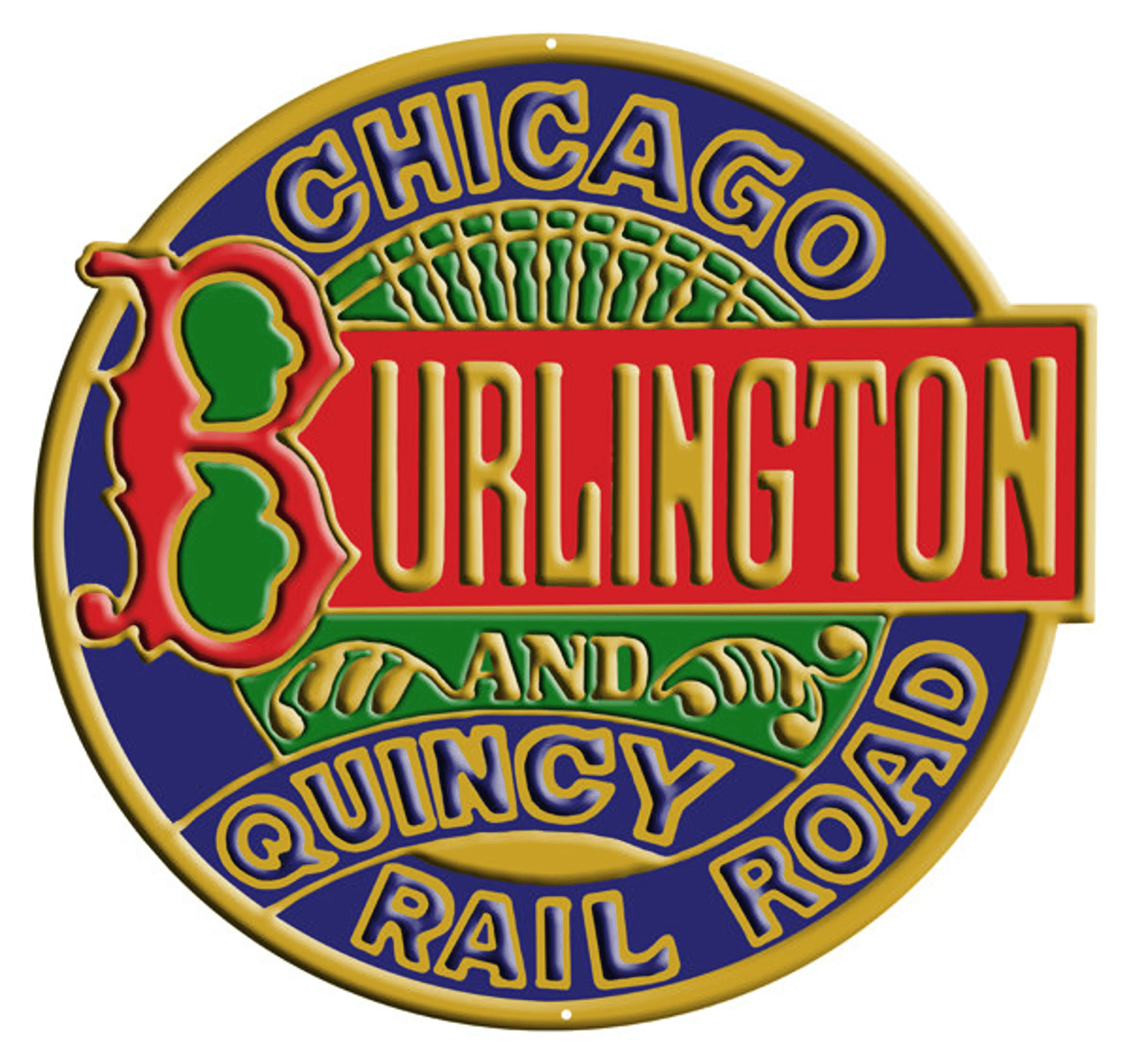 Railspirit Chicago Burlington And Quincy Railroad Train Metal Sign Vintage Style Advertising Home Decor Wall Art