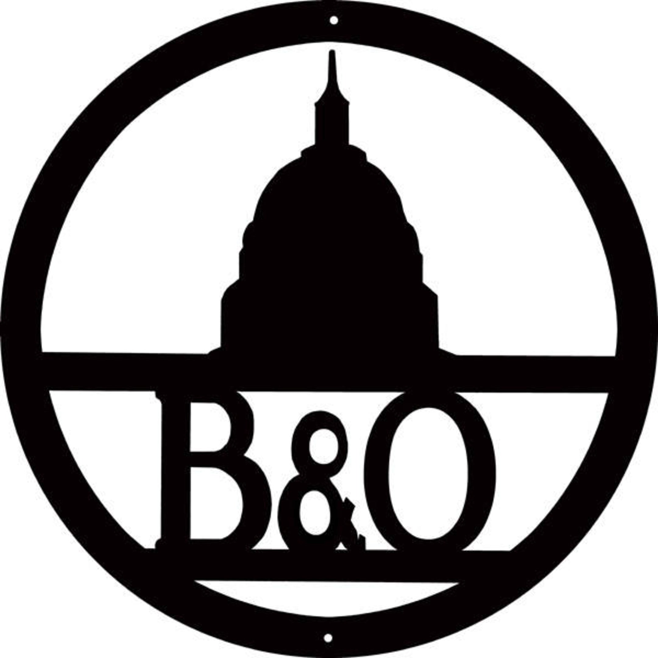 Railspirit B&O Railroad Laser Cut Silhouette Metal Script Art Sign Train Wall Decor Art