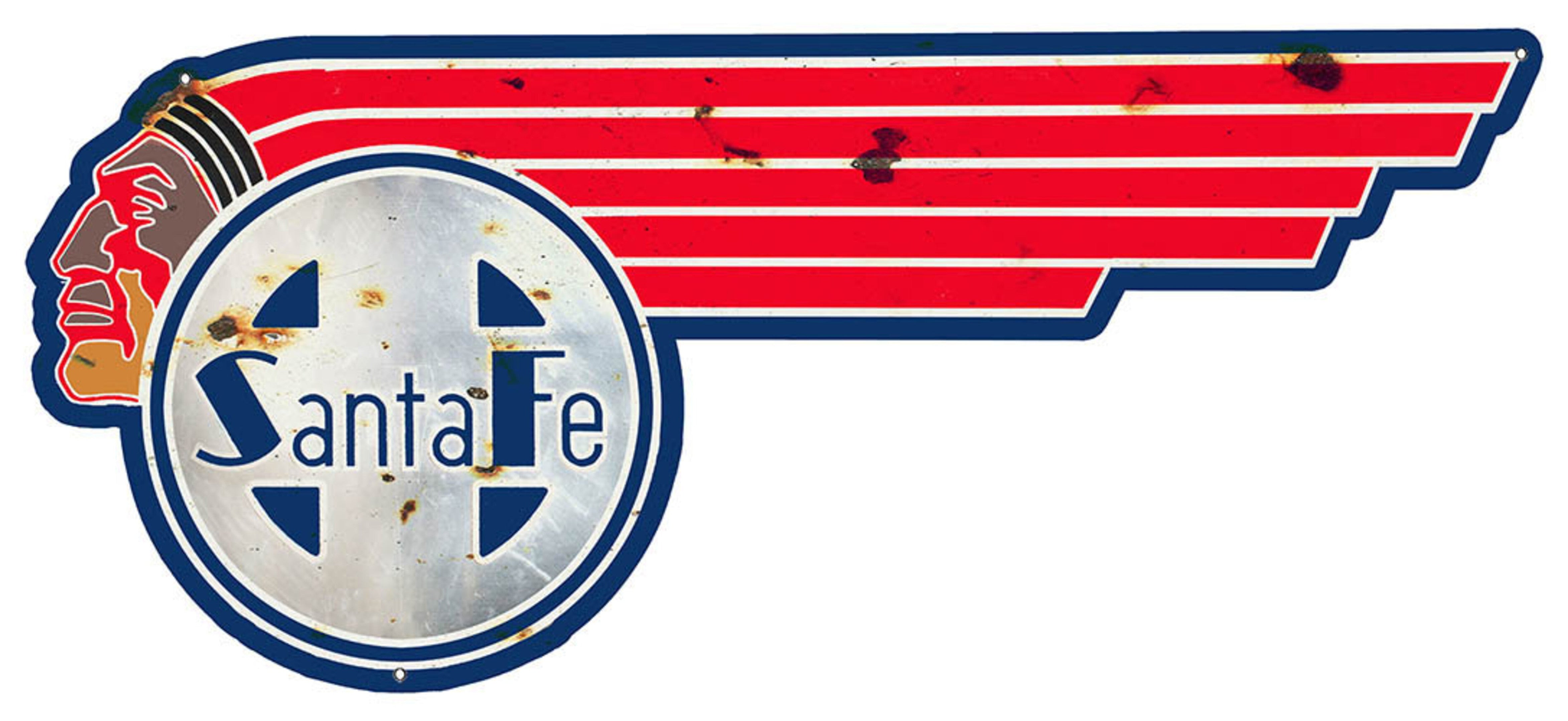 Railspirit Santa Fe Railroad Chief - Laser Cut Out Metal Sign Vintage Style Retro Garage Art