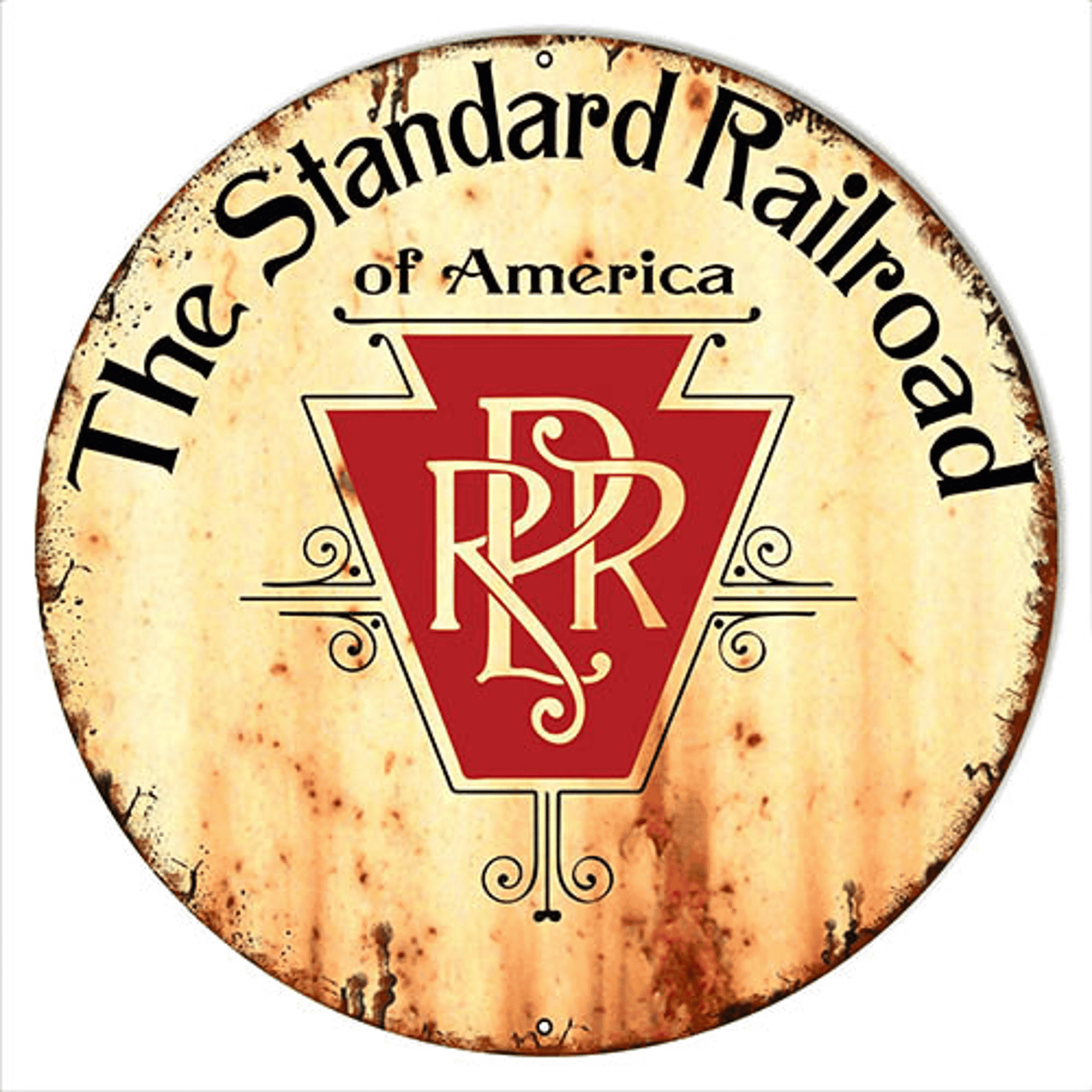 Railspirit Railroad Aged Style Metal Advertising Sign Vintage Style Retro Reproduction Garage Wall Art