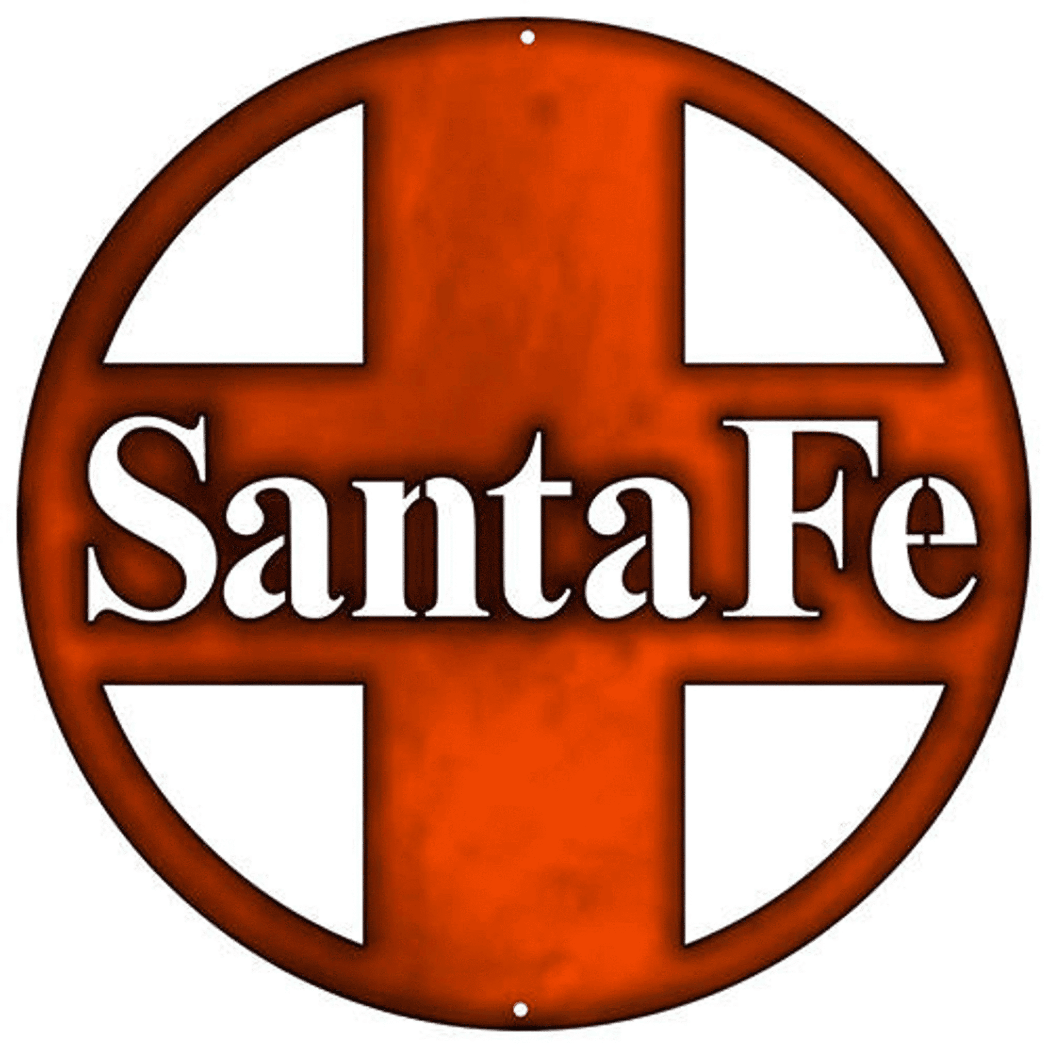 Railspirit Santa Fe Railroad Laser Cut Faux Copper Silhouette Metal Script Art Sign Train Wall Decor Art