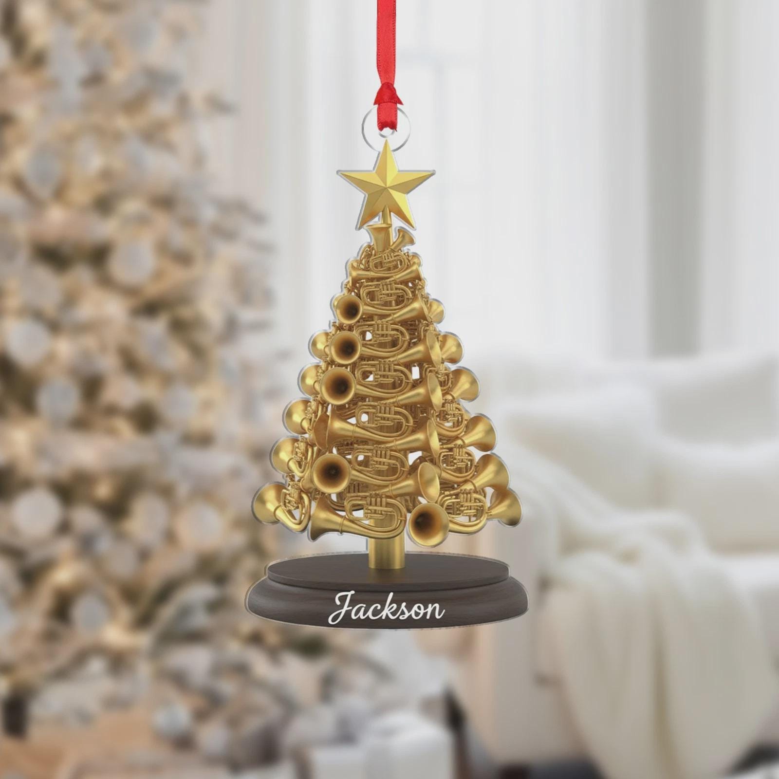 Personalized French Horn Christmas Tree Ornament Musician Gift, French Horn Instrument Ornament,Musical Instrument,Xmas Gift For Music Lover