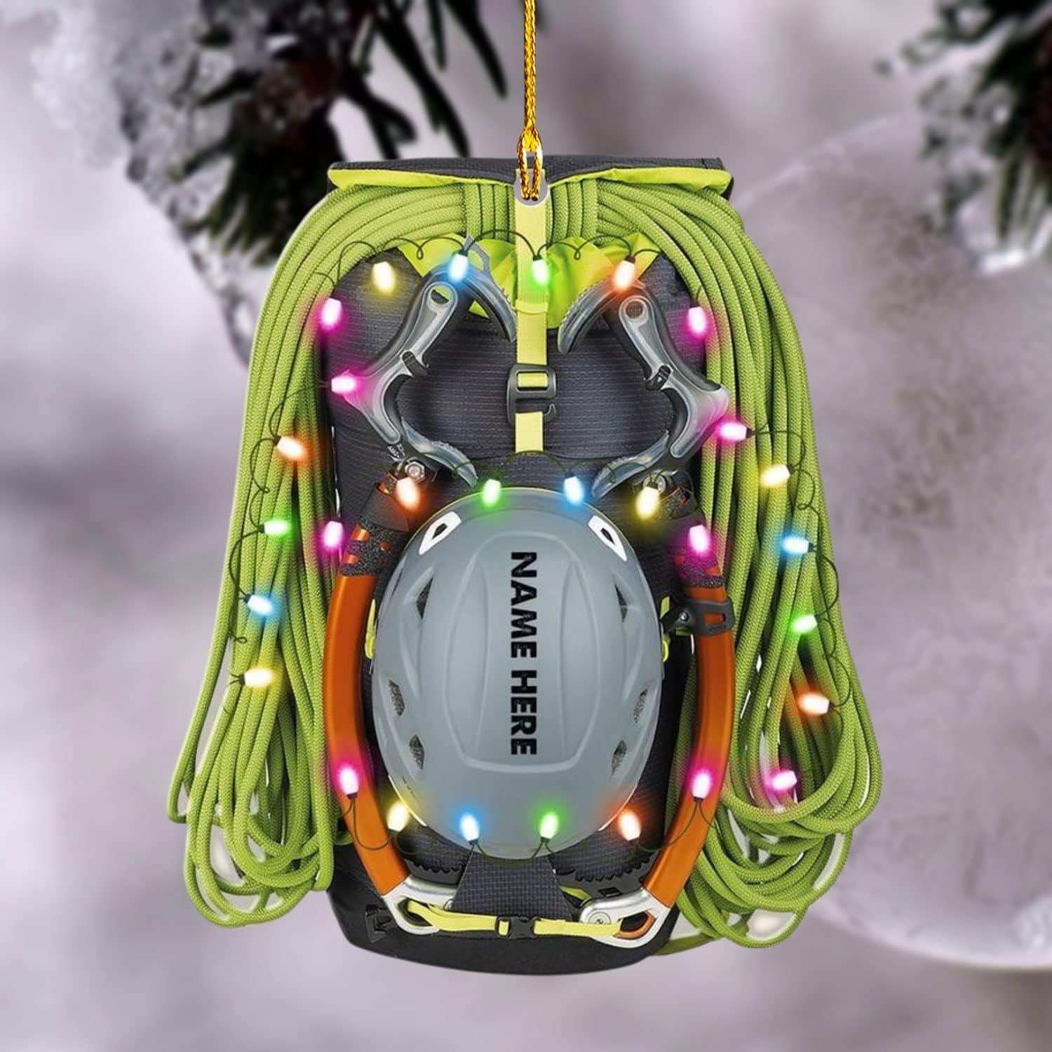Personalized Rock Climbing Ornaments, Climbing Ornament Rock Climber Ornament, Mountain Climbing Bag, Climber Gift Bouldering Gifts Workout