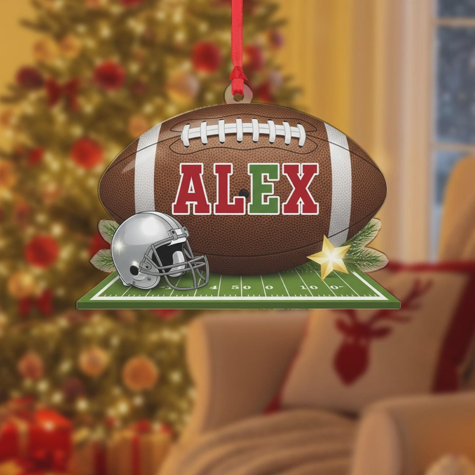 Personalized Football Christmas Ornament Football Player Gift, American Football Acrylic Ornament, Football Helmet And Ball Gift for Him