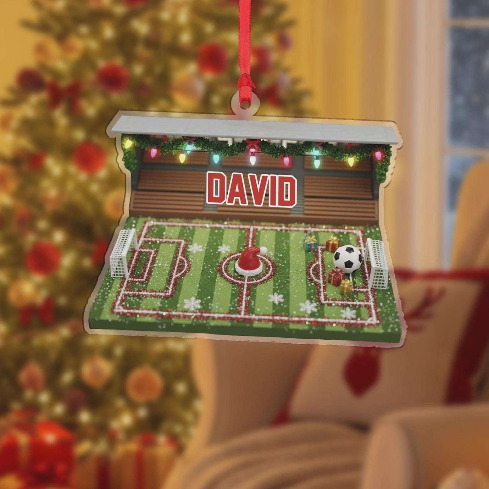 Personalized Soccer Field Ornament Football Christmas Custom Gift Player Coach, Soccer 2025 Ornament, Christmas Sports Gift, Sport Ornament
