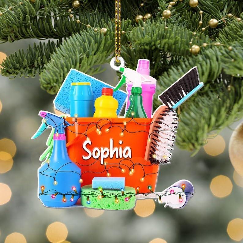 Personalized Housekeeping Christmas Ornament, Housekeeping Keepsake, Janitor Cleaning Lady Ornament, Cleaning Service Christmas Ornament