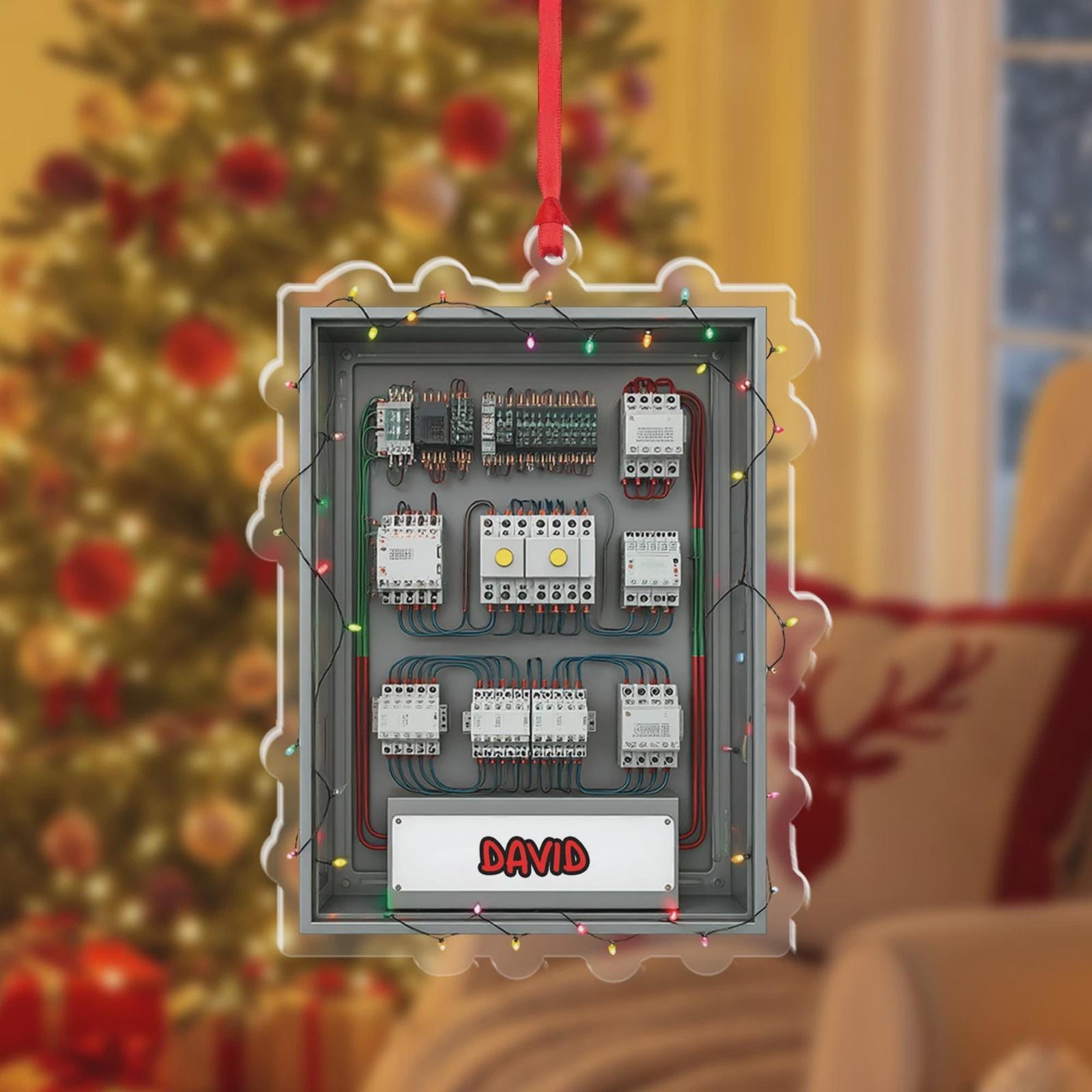 Personalized Electrician Ornament Circuit Breaker Christmas Gift, Engineering Mechanic Tools Set Ornament, Electrician Tool Xmas Tree Decor