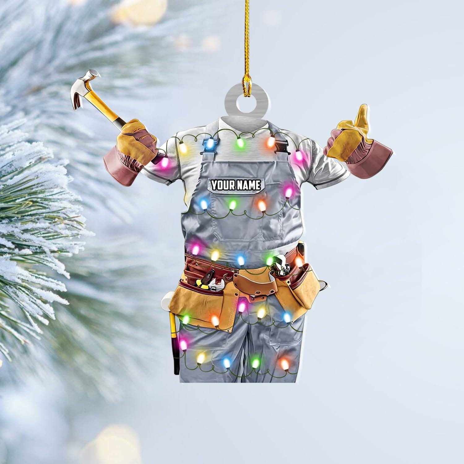 Personalized Carpenter Ornament, Carpenter Christmas Ornament 2025, Woodworker Handyman Ornament, Construction Ornament, Tool Ornament