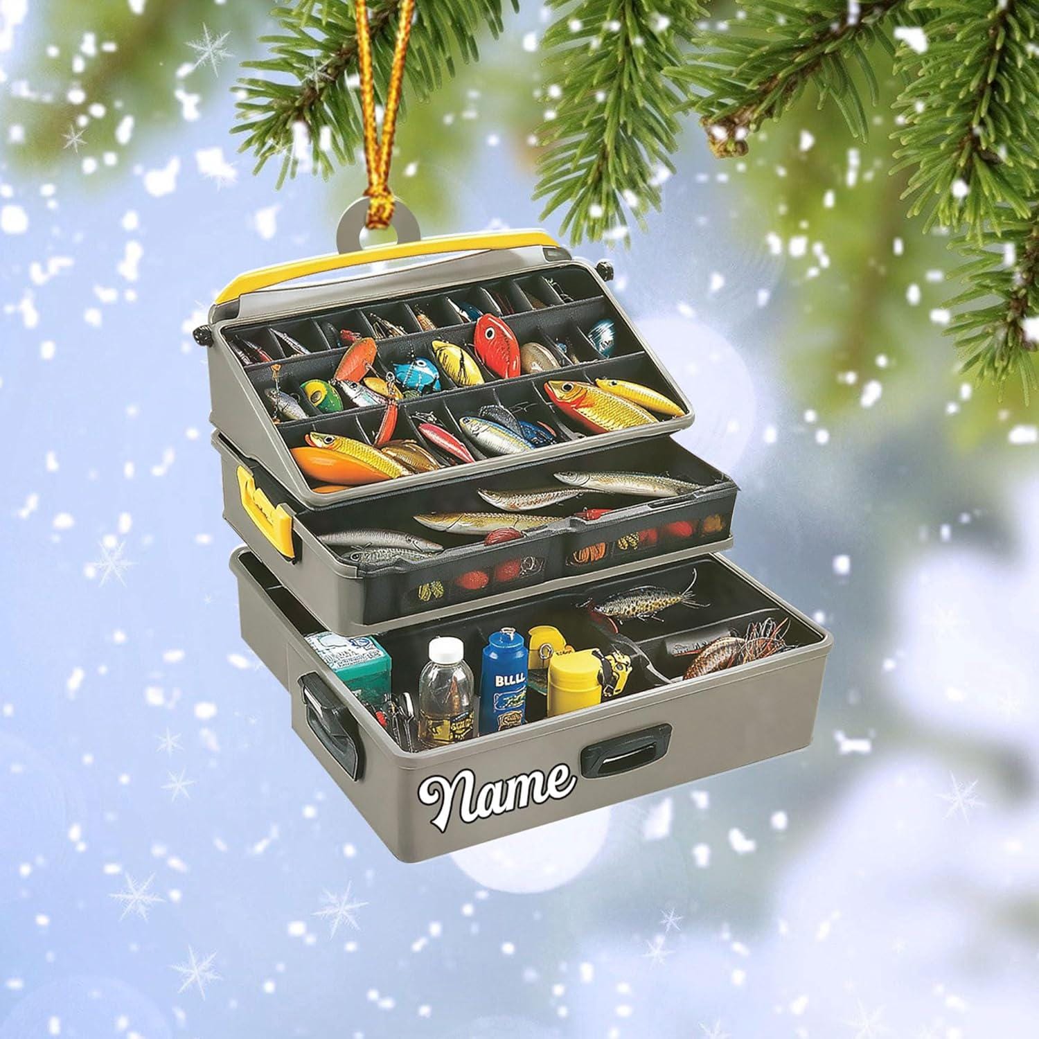 Custom Fishing Tackle Box Ornaments 2025, Fishing Ornaments For Christmas Tree, Christmas Fishing Fisherman Ornament, Fishing Decorations
