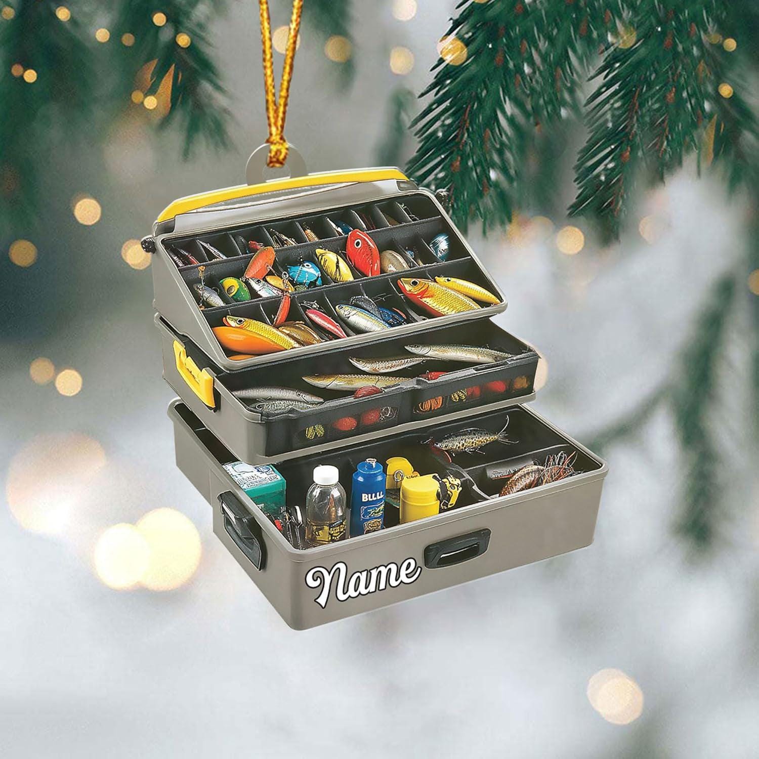 Custom Fishing Tackle Box Ornaments 2025, Fishing Ornaments for Christmas Tree, Christmas Fishing Fisherman Ornament, Fishing Decorations