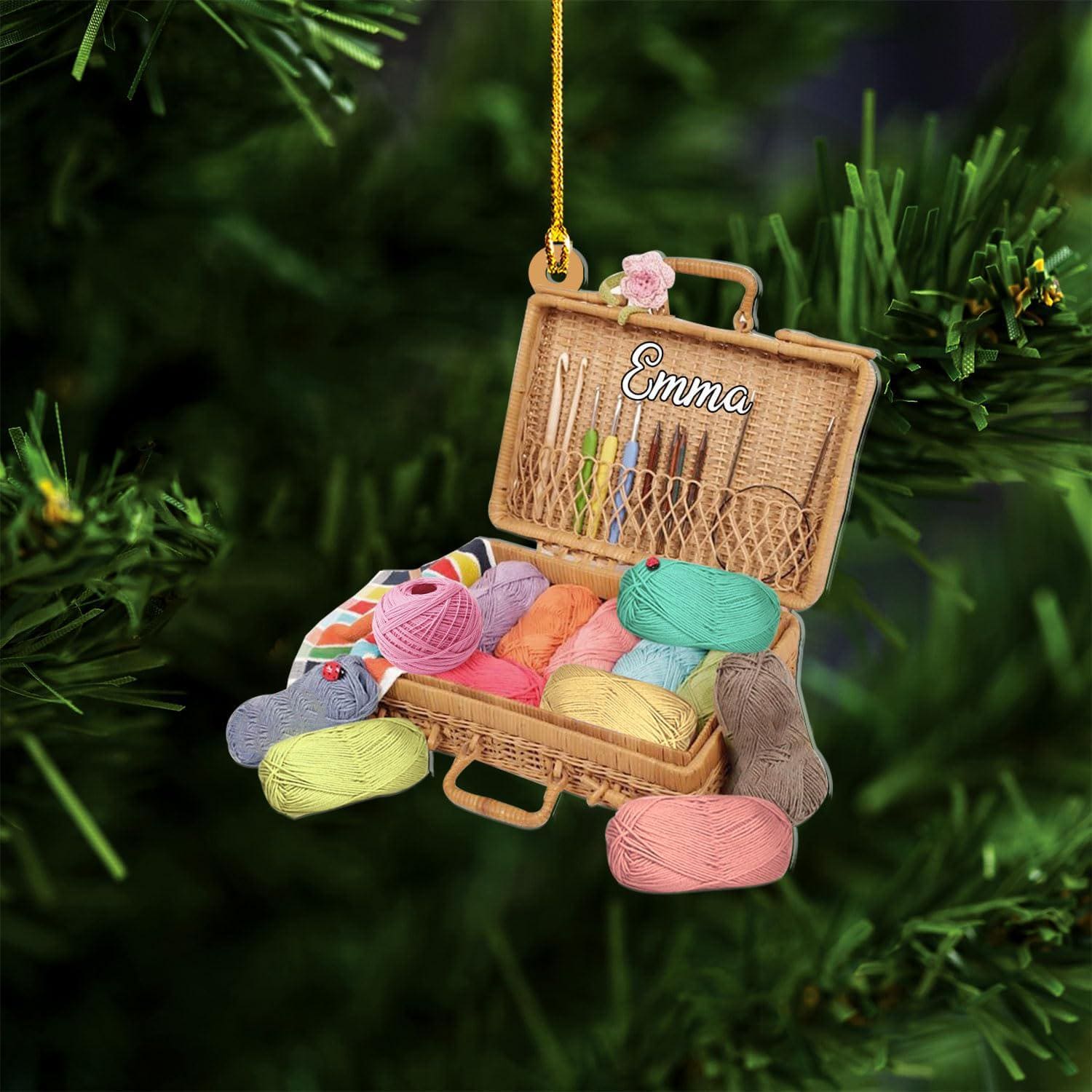 Personalized Knitting Ornaments 2025, Knitting Yarns Custom Knit Ornament Knitting Christmas Ornament, For Christmas Tree, Sewing Ornament