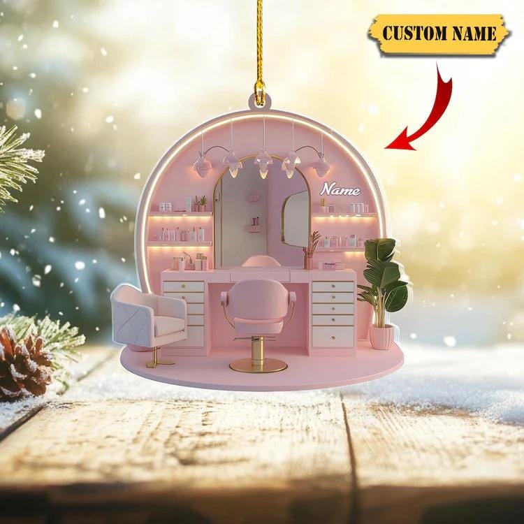 Personalized Makeup Ornament, Artist Christmas Ornament Decor Gift, Cosmetics Ornament Christmas Decor Ornament, Teen Girl, Makeup Christmas