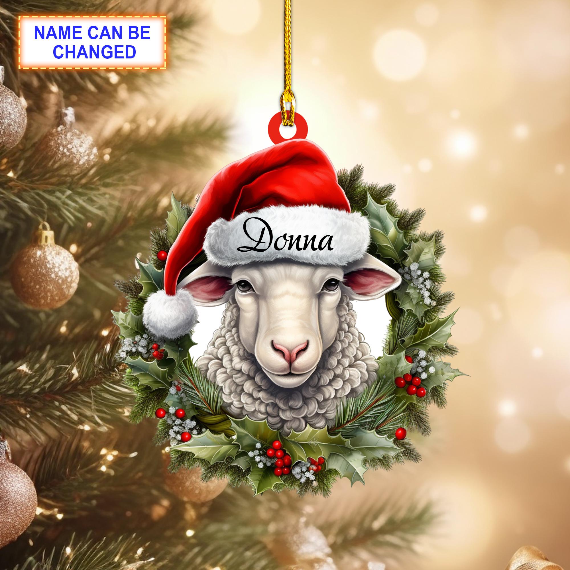 Custom Name Goat Christmas Personalized Ornament, Christmas Tree Hanging Decor, Christmas Ornament, Flat 2D Ornament, Farm Animal Gift